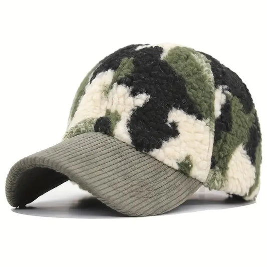 Unisex Cord-Mütze mit Camouflage-Feder-Muster – Trendy Baseball Cap für Outdoor & Freizeit | Stilvolles Geschenk für Sie & Ihn