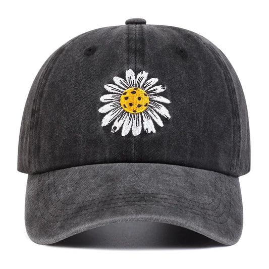 Unisex Baseball Cap mit Sonnenblumen-Stickerei – Verstellbare Gewaschene Baumwollkappe | Freizeit & Outdoor Mütze für Frühling & Herbst