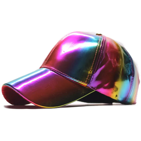 Unisex Baseball Cap aus Lackleder – Glänzende Street Style Kappe | Farbige Duckbill Mütze mit Sonnenschutz für Damen & Herren
