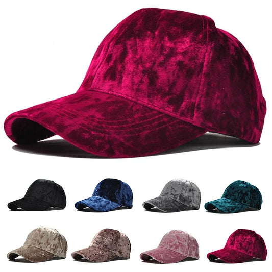 Unisex Baseball Cap aus Gold-Samt – Verstellbare Einfarbige Snapback Mütze | Koreanischer Stil Dad Cap für Frühling & Herbst