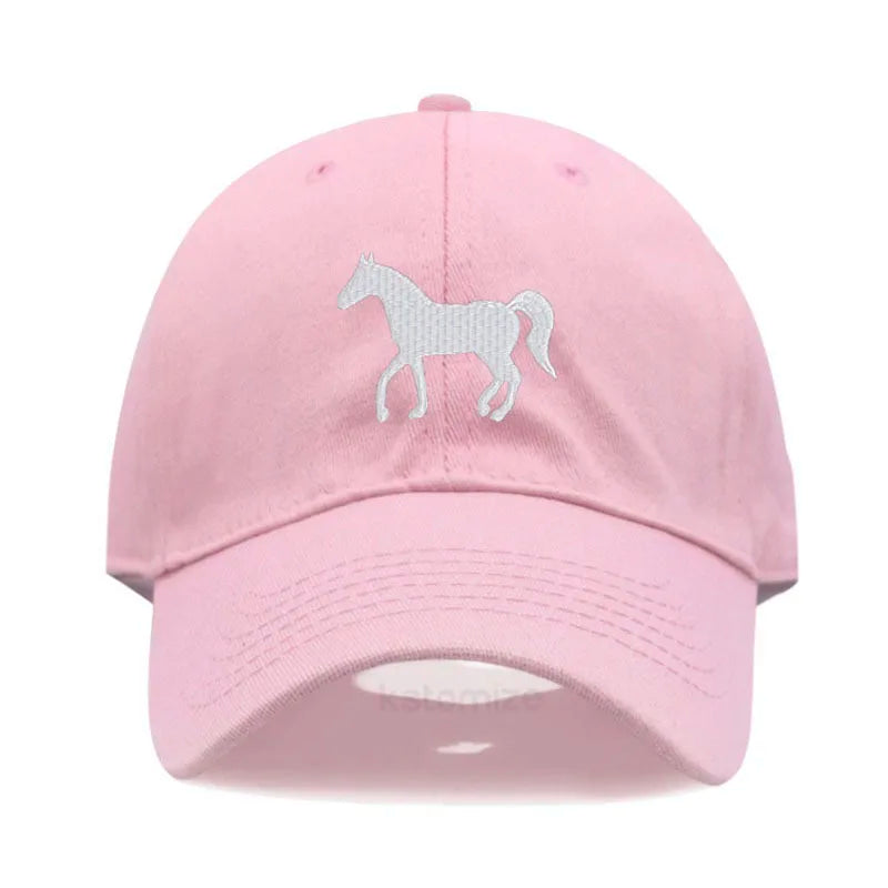 Unisex Baseball Cap mit Pferde-Stickerei – Gewaschene Baumwollkappe im Vintage-Stil | Verstellbare Freizeit- & Golfmütze für Damen & Herren