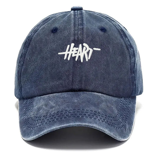 Unisex Baseball Cap mit Heart-Stickerei – Gewaschene Vintage Baumwollkappe | Verstellbare Trucker Mütze für Freizeit & Outdoor