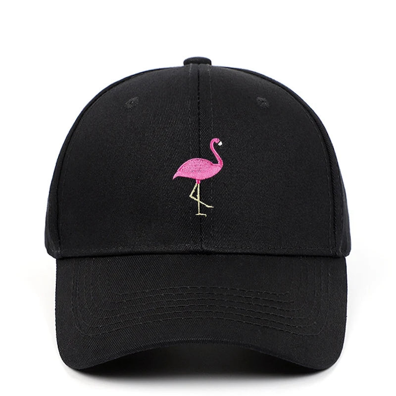 Unisex Baseball Cap mit Flamingo-Stickerei – Verstellbare Einfarbige Snapback Mütze | Sommer Sonnenkappe für Damen & Herren