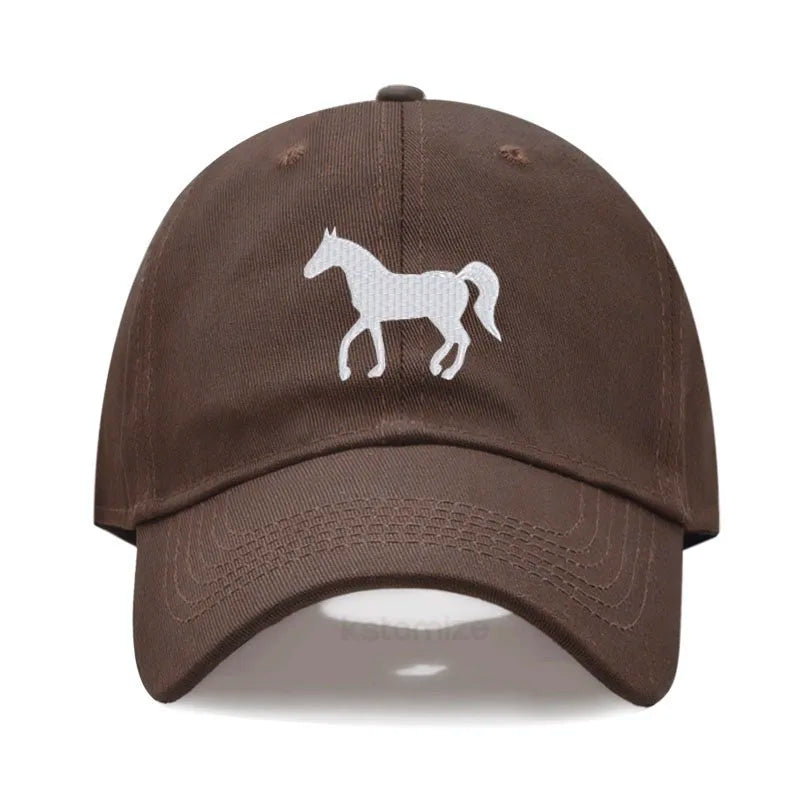 Unisex Baseball Cap mit Pferde-Stickerei – Gewaschene Baumwollkappe im Vintage-Stil | Verstellbare Freizeit- & Golfmütze für Damen & Herren