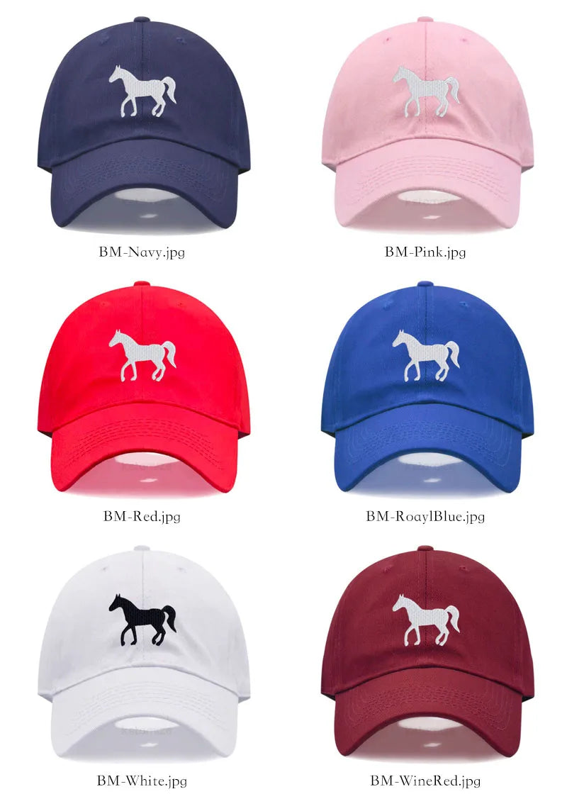 Unisex Baseball Cap mit Pferde-Stickerei – Gewaschene Baumwollkappe im Vintage-Stil | Verstellbare Freizeit- & Golfmütze für Damen & Herren