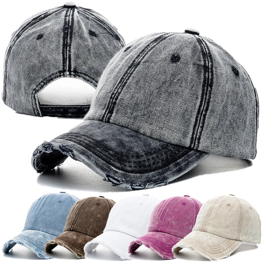 Unisex Baseball Cap aus Gewaschener Baumwolle – Einfarbige Denim Kappe | Hochwertige Verstellbare Streetwear Mütze für Damen & Herren