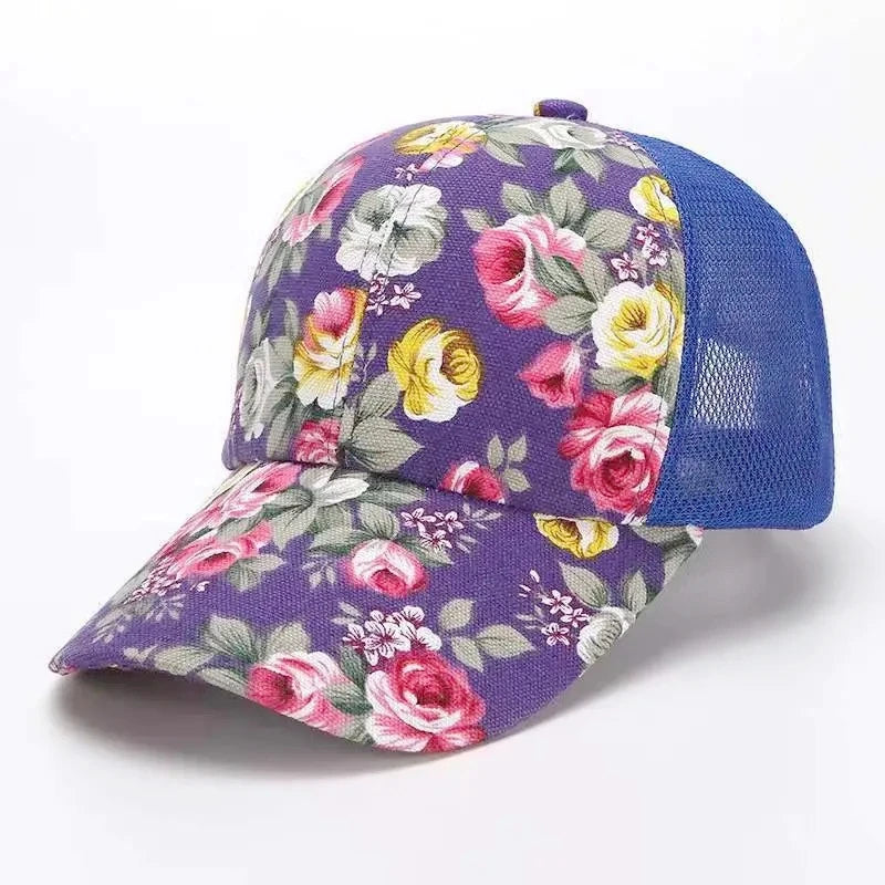 Unisex Trucker Cap mit Blumenmuster – Verstellbare Sommermütze | Modische Streetwear Baseball Cap für Damen & Herren