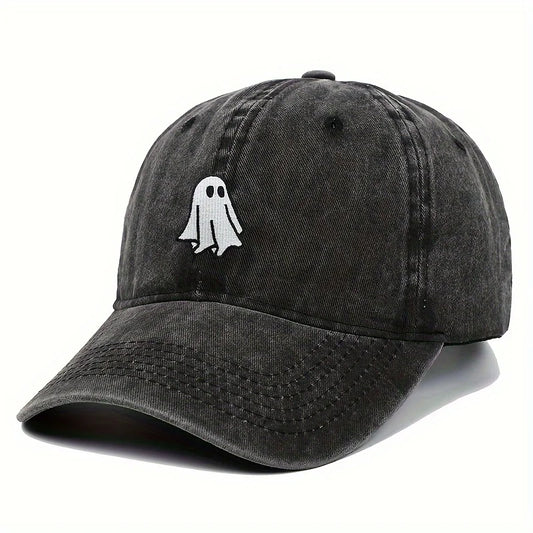 Unisex Baseball Cap mit Halloween Geist-Stickerei – Verstellbare Baumwollkappe | Schlichte & Niedliche Mütze für Damen & Herren