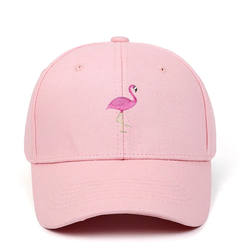 Unisex Baseball Cap mit Flamingo-Stickerei – Verstellbare Einfarbige Snapback Mütze | Sommer Sonnenkappe für Damen & Herren