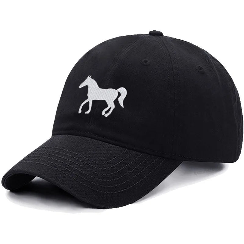 Unisex Baseball Cap mit Pferde-Stickerei – Gewaschene Baumwollkappe im Vintage-Stil | Verstellbare Freizeit- & Golfmütze für Damen & Herren
