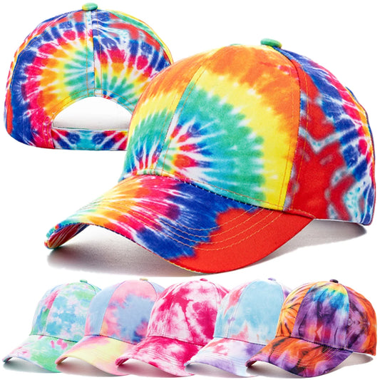 Unisex Baseball Cap mit Tie-Dye-Muster – Bunte Regenbogen Sommermütze | Verstellbare Streetwear Dad Cap für Damen & Herren