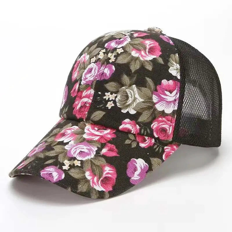Unisex Trucker Cap mit Blumenmuster – Verstellbare Sommermütze | Modische Streetwear Baseball Cap für Damen & Herren