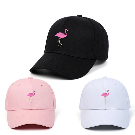 Unisex Baseball Cap mit Flamingo-Stickerei – Verstellbare Einfarbige Snapback Mütze | Sommer Sonnenkappe für Damen & Herren