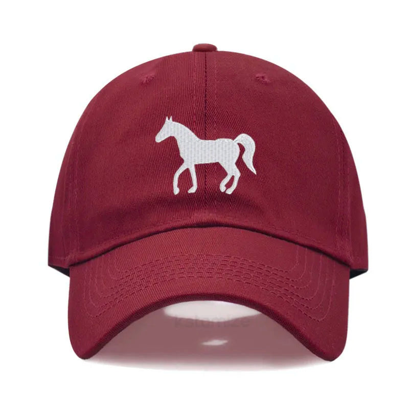 Unisex Baseball Cap mit Pferde-Stickerei – Gewaschene Baumwollkappe im Vintage-Stil | Verstellbare Freizeit- & Golfmütze für Damen & Herren