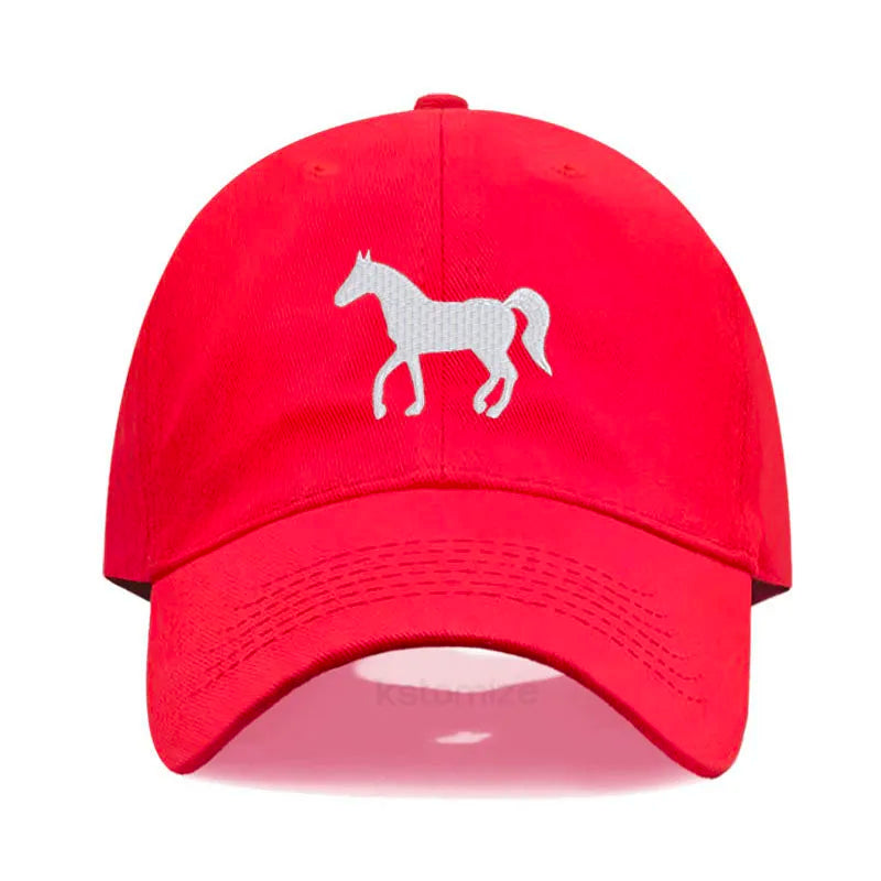 Unisex Baseball Cap mit Pferde-Stickerei – Gewaschene Baumwollkappe im Vintage-Stil | Verstellbare Freizeit- & Golfmütze für Damen & Herren