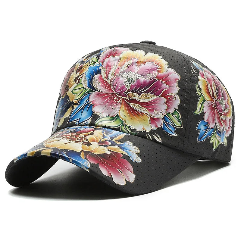 Unisex Schnell Trocknende Baseball Cap mit Blumenmuster – Leichte Chinesische Stil Sonnenkappe | Sommer Outdoor Hut für Damen & Herren