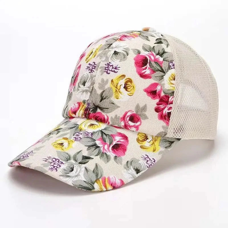 Unisex Trucker Cap mit Blumenmuster – Verstellbare Sommermütze | Modische Streetwear Baseball Cap für Damen & Herren