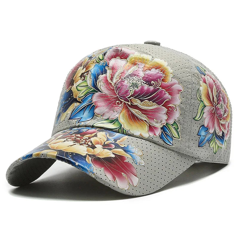 Unisex Schnell Trocknende Baseball Cap mit Blumenmuster – Leichte Chinesische Stil Sonnenkappe | Sommer Outdoor Hut für Damen & Herren