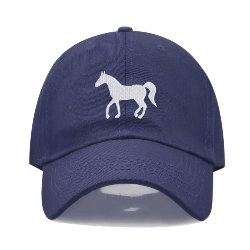 Unisex Baseball Cap mit Pferde-Stickerei – Gewaschene Baumwollkappe im Vintage-Stil | Verstellbare Freizeit- & Golfmütze für Damen & Herren