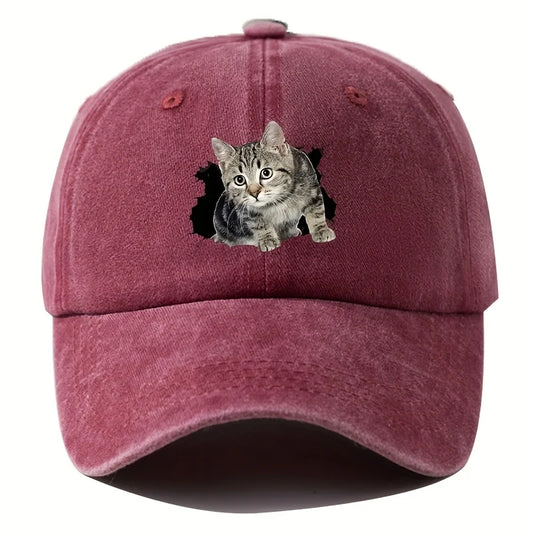 Unisex Baseball Cap mit Lustigem Katzen-Print – Verstellbare Duckbill Mütze | Freizeit & Outdoor Kappe für Damen & Herren