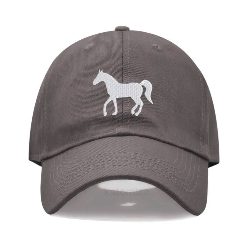 Unisex Baseball Cap mit Pferde-Stickerei – Gewaschene Baumwollkappe im Vintage-Stil | Verstellbare Freizeit- & Golfmütze für Damen & Herren