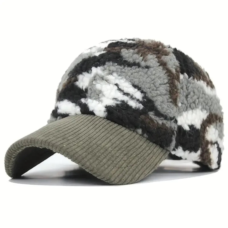 Unisex Cord-Mütze mit Camouflage-Feder-Muster – Trendy Baseball Cap für Outdoor & Freizeit | Stilvolles Geschenk für Sie & Ihn